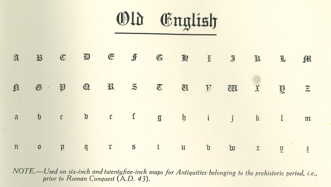 OS Alphabets 1934: the Old English alphabet and its prehistoric-period note